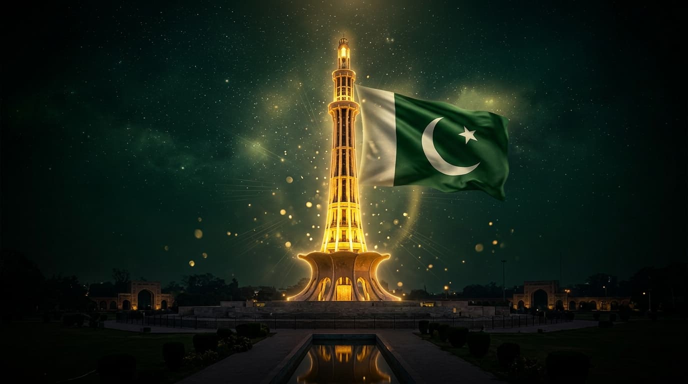 Minar-e-Pakistan and Pakistani Flag luxury tribute